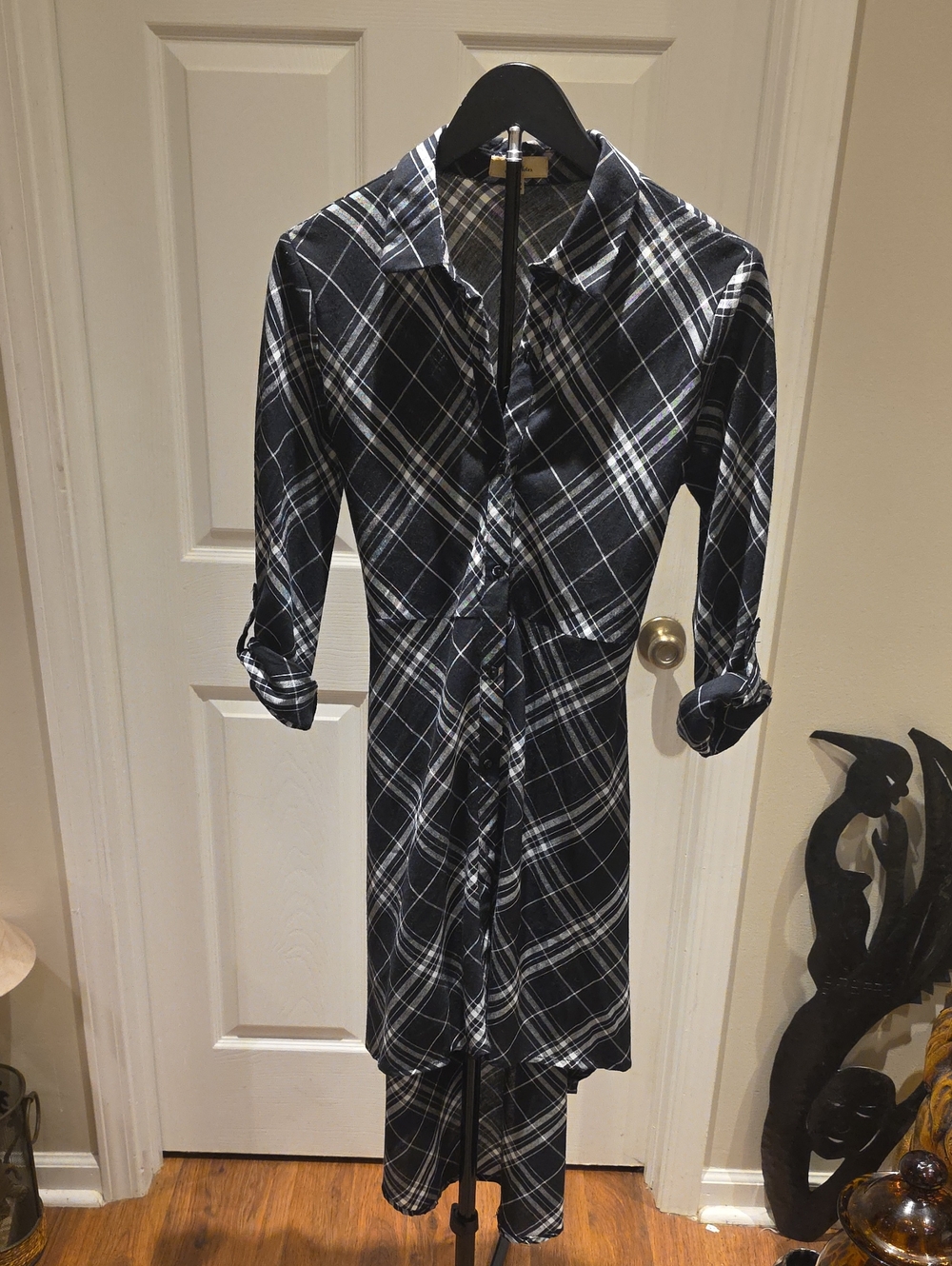 Love Notes Black and White Plaid Button-Down Shirt